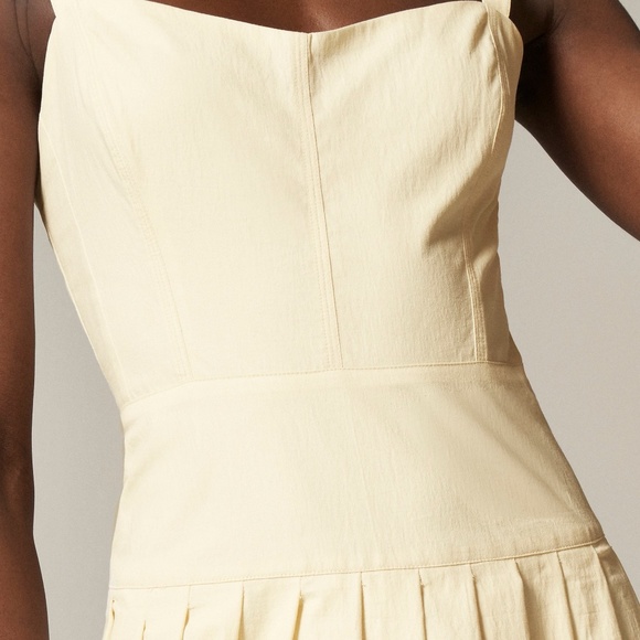 NWT!! J. CREW Pleated Drop-Waist Dress Crinkle Cotton Blend Natural Ivory Size 0 - Picture 5 of 15